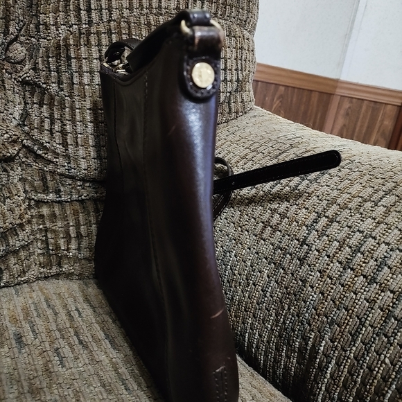 Vintage Monsac Leather Crossbody Bag Original Brown Purse Zip Top Clean - Picture 8 of 11